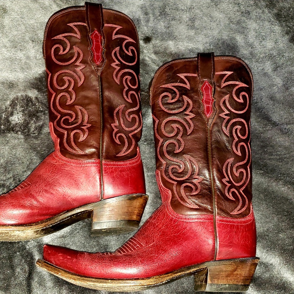 Red Lucchese boots